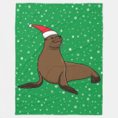 Cute Zee Lion in een Santa Hat Fleece Deken (Voorkant)
