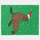 Cute Zee Lion in een Santa Hat Fleece Deken (Voorkant (Horizontaal))