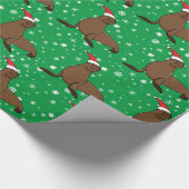 Cute Zee Lion in Santa Hat Kerstmis Cadeaupapier (Hoek)