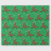 Cute Zee Lion in Santa Hat Kerstmis Cadeaupapier (Vlak)