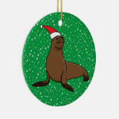 Cute Zee Lion in Santa Hat Kerstmis Keramisch Ornament (Rechts)