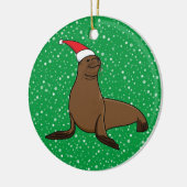 Cute Zee Lion in Santa Hat Kerstmis Keramisch Ornament (Links)