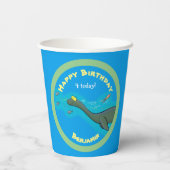 Cute zee monster cartoon illustratie papieren bekers (Achterkant)