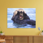 Cute Zee Otter | Alaska, Verenigde Staten Canvas Afdruk (Insitu (Woonkamer))