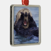 Cute Zee Otter | Alaska, Verenigde Staten Metalen Ornament (Rechts)