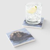 Cute Zee Otter | Alaska, Verenigde Staten Stenen Onderzetter (Zijkant)