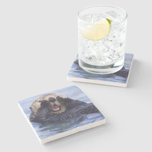 Cute Zee Otter | Alaska, Verenigde Staten Stenen Onderzetter (Zijkant)