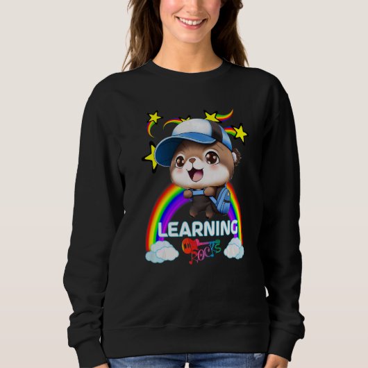 Cute Zee Otter Backpack Baseball Pet LEARING ROCK Trui (Voorkant)
