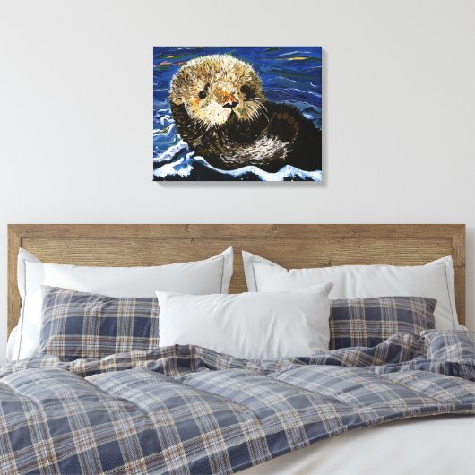 Cute Zee Otter Canvas Afdruk (Insitu (Slaapkamer))