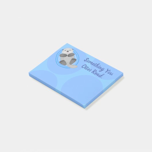 Cute zee otter cartoon illustratie post-it notes (Schuin)
