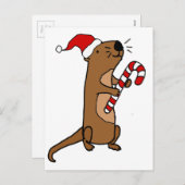 Cute Zee Otter in Santa Hat-kerstCartoon Feestdagenkaart (Voorkant / Achterkant)