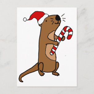 Cute Zee Otter in Santa Hat-kerstCartoon Feestdagenkaart