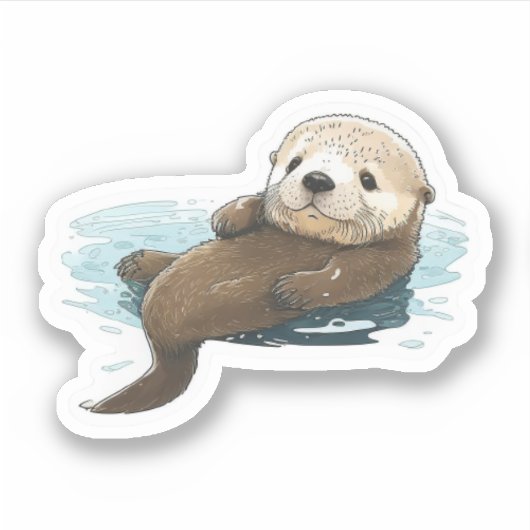 Cute Zee Otter Sticker (Voorkant)