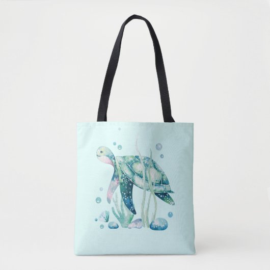 Cute zee schildpad en koraalsamenstelling tote bag (Voorkant)
