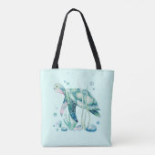 Cute zee schildpad en koraalsamenstelling tote bag (Achterkant)