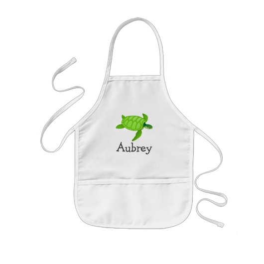 Cute zee schildpad, gepersonaliseerd met kindernaa kinder schort (Voorkant)