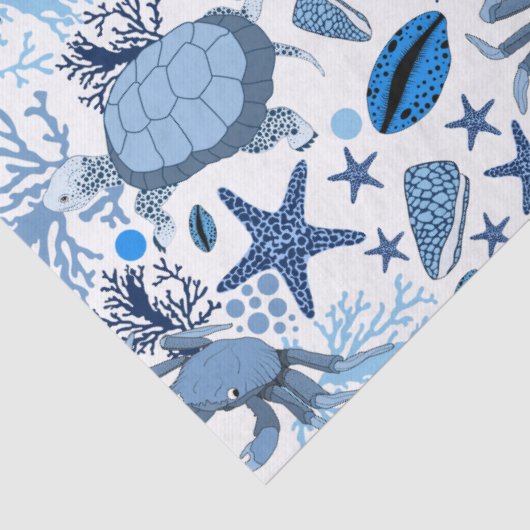 Cute zee schildpadden krabben betegeld patroonpart tissuepapier (Detail)