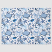 Cute zee schildpadden krabben betegeld patroonpart tissuepapier (Voorkant)