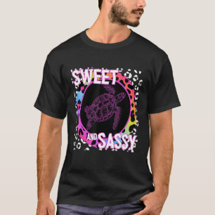Cute Zee Turtle 90s Nostalgia Rainbow Leopard Prin T-shirt