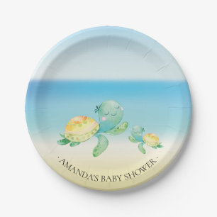 Cute Zee Turtle Baby shower 7-inch Bord