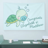 Cute Zee Turtle Baby shower Kawaii Banner Blue Boy (Beurs)