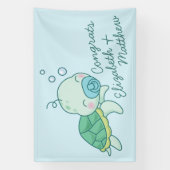 Cute Zee Turtle Baby shower Kawaii Banner Blue Boy (Verticaal)