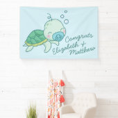Cute Zee Turtle Baby shower Kawaii Banner Blue Boy (Insitu)