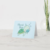Cute Zee Turtle Baby shower Kawaii Blue Boy Bedankkaart (Voorkant)