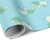 Cute Zee Turtle Baby shower Kawaii Blue Boy Cadeaupapier (Rol Hoek)