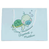 Cute Zee Turtle Baby shower Kawaii Blue Boy Groot Cadeauzakje (Voorkant)