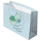Cute Zee Turtle Baby shower Kawaii Blue Boy Groot Cadeauzakje (Achterkant Gekanteld)