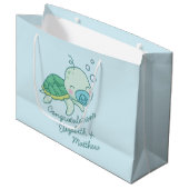 Cute Zee Turtle Baby shower Kawaii Blue Boy Groot Cadeauzakje (Voorkant Gekanteld)