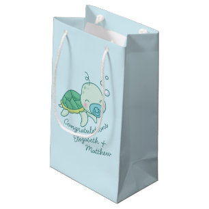 Cute Zee Turtle Baby shower Kawaii Blue Boy Klein Cadeauzakje