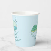 Cute Zee Turtle Baby shower Kawaii Blue Boy Papieren Bekers (Links)