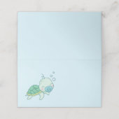 Cute Zee Turtle Baby shower Kawaii Blue Boy Plaatskaartje (Buitenkant ongevouwen)