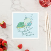 Cute Zee Turtle Baby shower Kawaii Blue Boy Servet (Insitu)