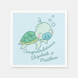 Cute Zee Turtle Baby shower Kawaii Blue Boy Servet