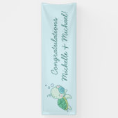 Cute Zee Turtle Baby shower Kawaii Blue Boy Spandoek (Verticaal)
