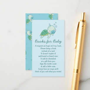 Cute Zee Turtle Baby shower Kawaii Book Blue Boy Informatiekaartje