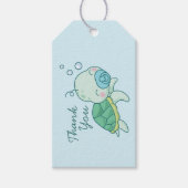 Cute Zee Turtle Baby shower Kawaii Dank Blue Boy Cadeaulabel (Voorkant)