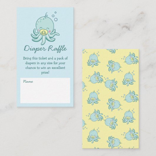 Cute Zee Turtle Baby shower Kawaii Diaper Raffle Informatiekaartje (Voorkant / Achterkant)