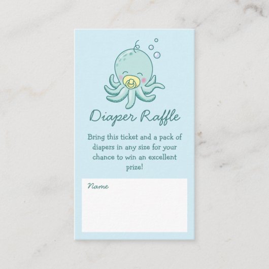 Cute Zee Turtle Baby shower Kawaii Diaper Raffle Informatiekaartje (Voorkant)