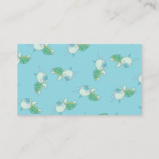 Cute Zee Turtle Baby shower Kawaii Diaper Raffle Informatiekaartje (Achterkant)