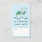 Cute Zee Turtle Baby shower Kawaii Diaper Raffle Informatiekaartje (Voorkant)