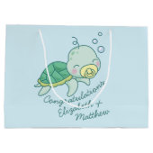 Cute Zee Turtle Baby shower Kawaii Groot Cadeauzakje (Achterkant)