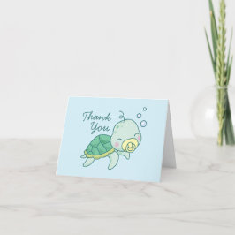 Cute Zee Turtle Baby shower Kawaii Hartelijk dank Bedankkaart