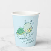 Cute Zee Turtle Baby shower Kawaii Papieren Bekers (Achterkant)