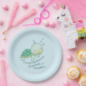 Cute Zee Turtle Baby shower Kawaii Papieren Bordje (Feest)