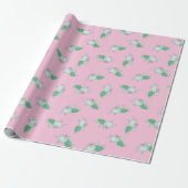 Cute Zee Turtle Baby shower Kawaii Pink Girl Cadeaupapier (Uitgerold)