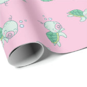 Cute Zee Turtle Baby shower Kawaii Pink Girl Cadeaupapier (Rol Hoek)